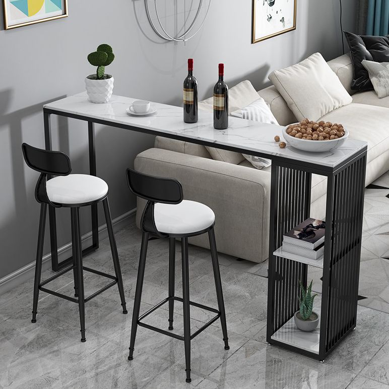 Stone Bar Dining Table Modern Rectangle Bar Table with Double Pedestal for Balcony Clearhalo 'Bar Furniture' 'Bar Tables' 'bar_tables' 'furn' 'furn_bar_tables' 'Furniture' 'furniture_bar_tables' 'Kitchen & Dining Furniture' 1200x1200_e5ffa22c-2b60-4a56-aa71-1e64c4e88764