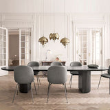 Solid Wood Contemporary Oval Table Black Wood Top Table with Double Pedestal Clearhalo 'Dining Tables & Seating' 'Dining Tables' 'dining_table' 'furn' 'furn_dining_table' 'Furniture' 'furniture_dining_table' 'Kitchen & Dining Furniture' 1200x1200_e6010f02-2de0-4d36-88fb-fef5c019af0e