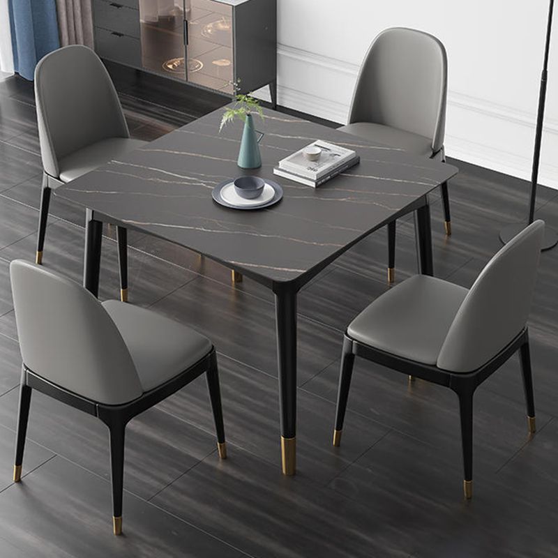 Industrial Sintered Stone Kitchen Dining Table Square Shape Standard Dining Table with 4 Legs Base Clearhalo ' dining_table' 'Dining Tables & Seating' 'Dining Tables' 'furn' 'furn_dining_table' 'Furniture' 'furniture_dining_table' 'Kitchen & Dining Furniture' 'kitchen&dining_furn' 'kitchen' 'kitchen_dining_table' 1200x1200_e6030a4c-2900-4741-934b-d69d5283aee6