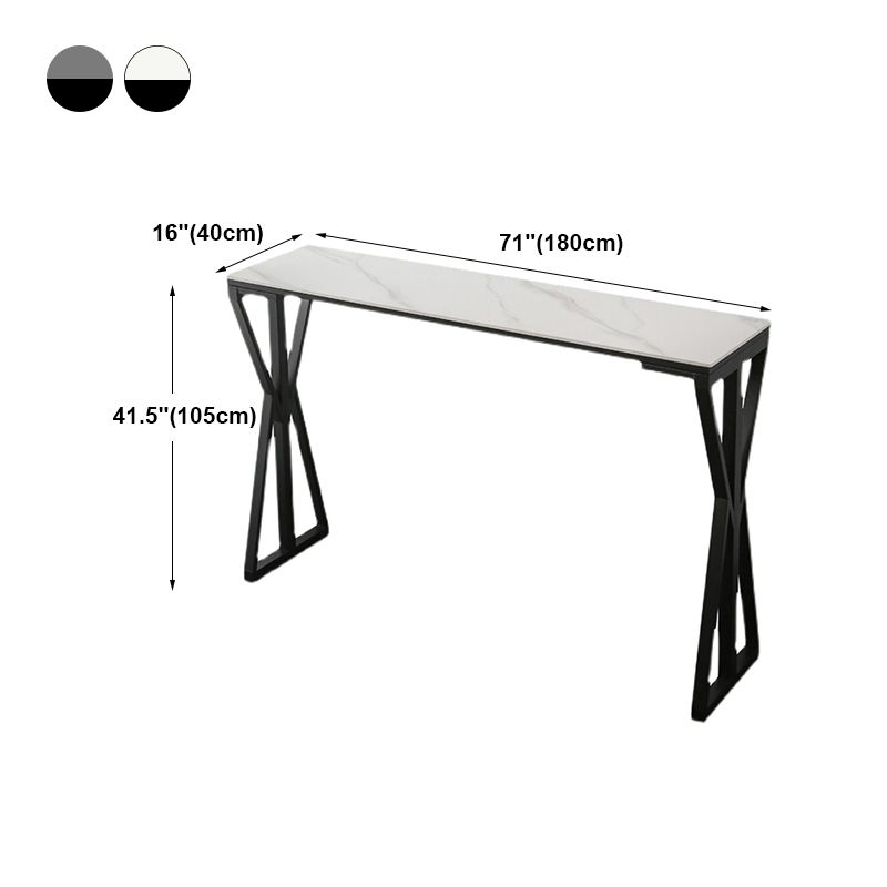 Modern Bar Dining Table Rectangle Bar Height Table with Double Pedestal in Black Clearhalo 'Bar Furniture' 'Bar Tables' 'bar_tables' 'furn' 'furn_bar_tables' 'Furniture' 'furniture_bar_tables' 'Kitchen & Dining Furniture' 1200x1200_e6032481-0abd-4b2b-a754-33e2cc466481