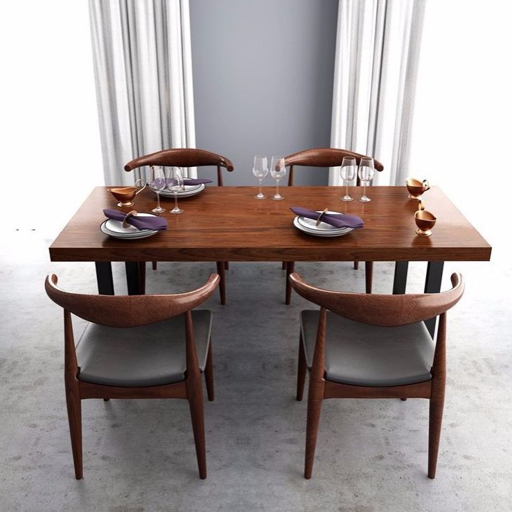 Rectangular Wood Dining Set for Kitchen 1/2/5 Pcs Industrial Brown Dinette Set Clearhalo 'Dining Room Sets' 'Dining Tables & Seating' 'dining_room_set' 'furn' 'furn_dining_room_set' 'Furniture' 'Kitchen & Dining Furniture' 1200x1200_e605bcf3-276a-4ee6-864e-84ff19125cb2