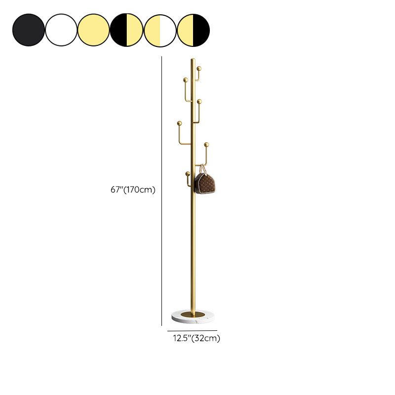 Freistehende Eingangshalle Hall Tree Marmor Basis Kleiderbügel mit 6 Haken