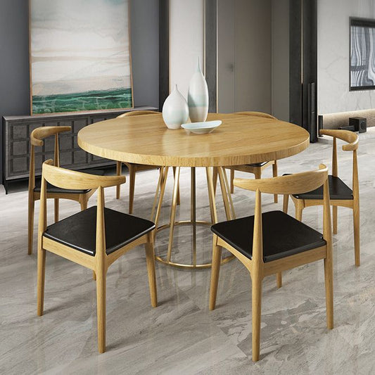 Contemporary Round Wood Table Standard Height Dining Table with Pedestal Base Clearhalo ' dining_table' 'Dining Tables & Seating' 'Dining Tables' 'furn' 'furn_dining_table' 'Furniture' 'furniture_dining_table' 'Kitchen & Dining Furniture' 'kitchen&dining_furn' 'kitchen' 'kitchen_dining_table' 1200x1200_e60935ce-f02c-4876-b1e2-e7d72ac23216