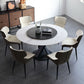 Contemporary Round Dining Table Sintered Stone Table with Black Pedestal Base,47.2"L x 27.6"W x 30"H Clearhalo ' dining_table' 'Dining Tables & Seating' 'Dining Tables' 'furn' 'furn_dining_table' 'Furniture' 'furniture_dining_table' 'Kitchen & Dining Furniture' 'kitchen&dining_furn' 'kitchen' 'kitchen_dining_table' 1200x1200_e60a62f1-958d-4200-9c73-7406f8dc527c