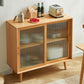 Contemporary Beech Dining Server Glass Doors Buffet Server for Dining Room Clearhalo 'buffet_sideboard' 'Buffets & Sideboards' 'furn' 'furn_buffet_sideboard' 'Furniture' 'Kitchen & Dining Furniture' 1200x1200_e60bb506-f5be-4a55-b225-2e7e5671507a
