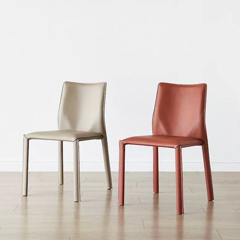 Nordic Style Side Chair Faux Leather Kitchen Dining Chair with Metal Frame (Set of 2)