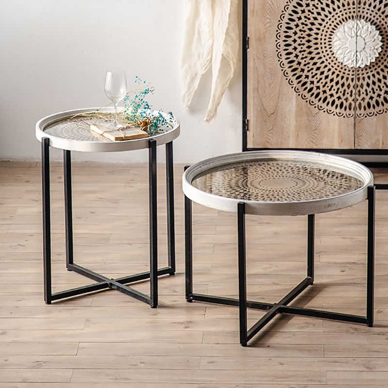 Tavolo laterale di campagna francese in vetro tavolino singolo accento singolo