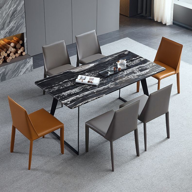 Glam Dining Room Armless Chairs Faux Leather Metal Base Dining Chairs Clearhalo 'Dining Chairs' 'Dining Tables & Seating' 'dining_chair' 'furn' 'furn_dining_chair' 'Furniture' 'furniture_dining_chair' 'Kitchen & Dining Furniture' 1200x1200_e60c2529-49b6-46ed-9ef2-a8a32581f2eb