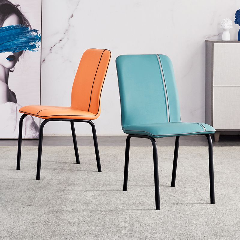 Contemporary Metal Dining Side Chair Dining Room Solid Back Armless Chair Clearhalo ' kitchen&dining_furn' 'Dining Chairs' 'Dining Tables & Seating' 'dining_chair' 'furn' 'furn_dining_chair' 'Furniture' 'furniture_dining_chair' 'Kitchen & Dining Furniture' 'kitchen' 1200x1200_e60ce13d-6eec-4d70-a3a2-8b993f1a6ebe