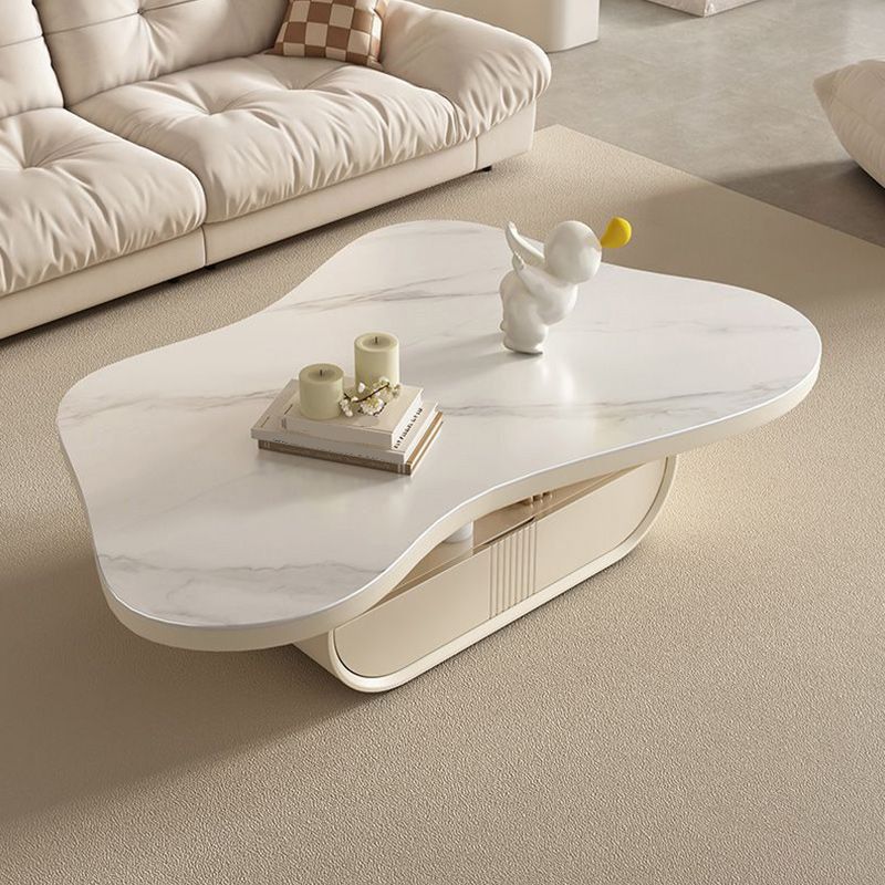 Stone Geometric Contemporary Coffee Table Single Cocktail Table with Storage Drawers Clearhalo 'Coffee & Accent Tables' 'Coffee Tables' 'coffee_tables' 'furn' 'furn_coffee_tables' 'Furniture' 'Living Room Furniture' 1200x1200_e60cfa7b-9aab-4086-af15-693292615cc6