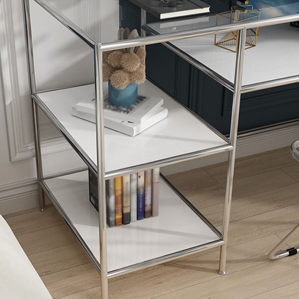 Glass Rectangular Writing Desk Contemporary Style Office Desk with Storage Shelves Clearhalo 'furn' 'furn_office_desk' 'Furniture' 'Office Desks' 'Office Furniture' 'office_desk' 1200x1200_e60d98ff-1d11-4600-8ce5-a25bb709356e