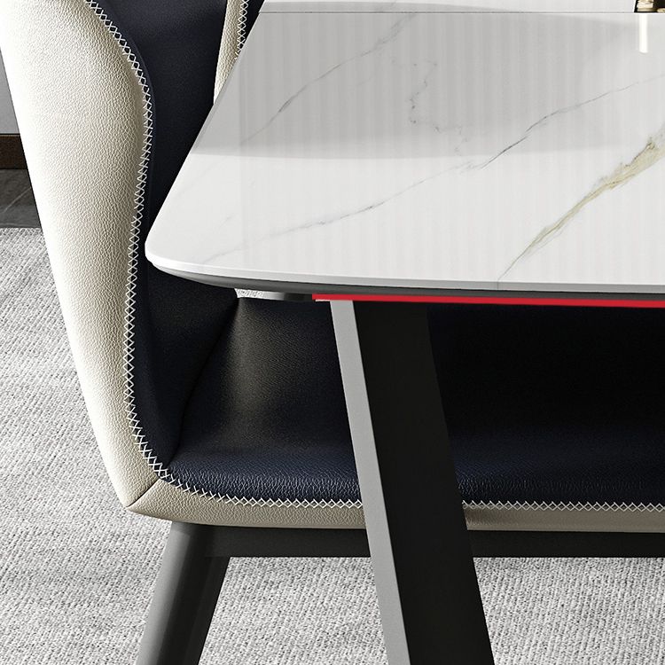 Modern Scalable Dinette Set 1/4/5/7 Pieces Dining Table Set with White Sintered Stone Top Clearhalo 'Dining Room Sets' 'Dining Tables & Seating' 'dining_room_set' 'furn' 'furn_dining_room_set' 'Furniture' 'furniture_dining_room_set' 'Kitchen & Dining Furniture' 1200x1200_e60fe4a6-fc4c-4660-a3b8-37146e249500