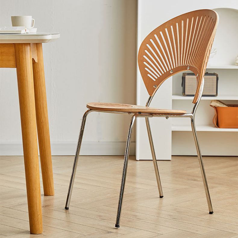 Metal Dining Room Chairs Set Contemporary Style Oval Open Back Side Chair Clearhalo ' kitchen&dining_furn' 'Dining Chairs' 'Dining Tables & Seating' 'dining_chair' 'furn' 'furn_dining_chair' 'Furniture' 'furniture_dining_chair' 'Kitchen & Dining Furniture' 'kitchen' 1200x1200_e611b498-cfd5-4d5b-937e-5ba5f3d9da2a