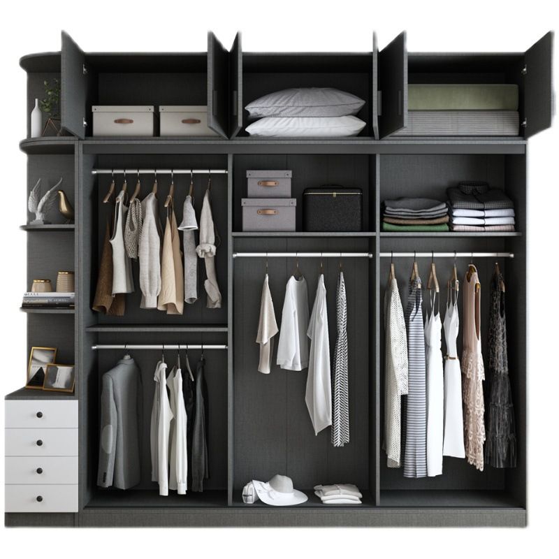 Grey Wardrobe Cabinet Contemporary Wooden Wardrobe Armoire for Home