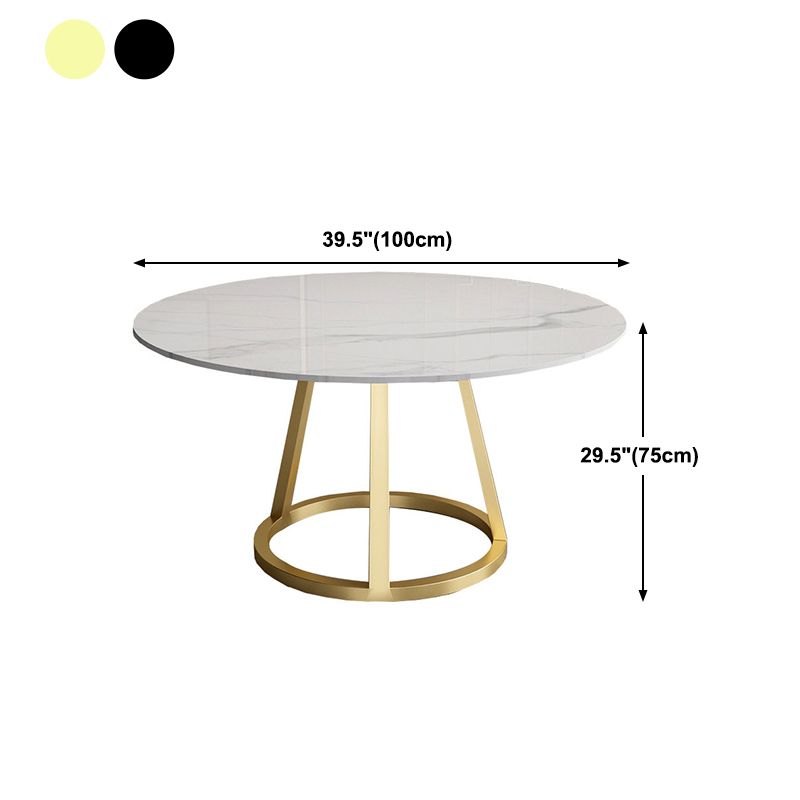Mesa de comedor redonda contemporánea Mesa de pedestal de hierro con tapa de piedra sinterizada