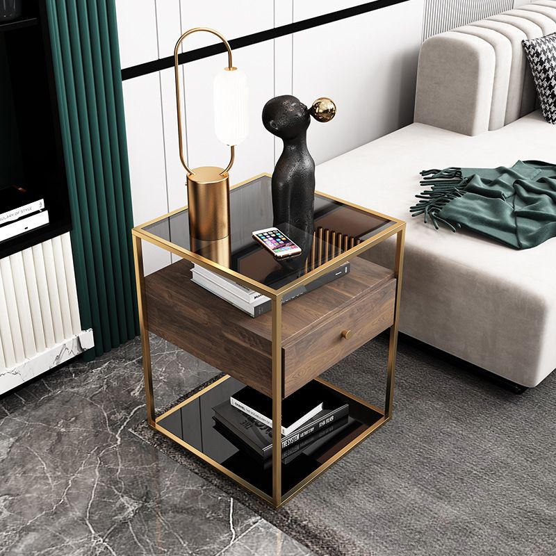 Top in vetro Modern Modern Metal 22 '' alto tavolo da notte aperto 1-drower