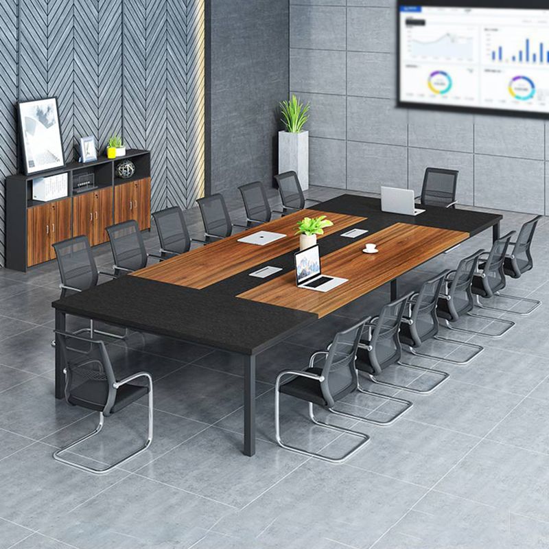 Moderna scrivania rettangolare da ufficio con gambe in metallo fabbricato scrivania in legno per casa