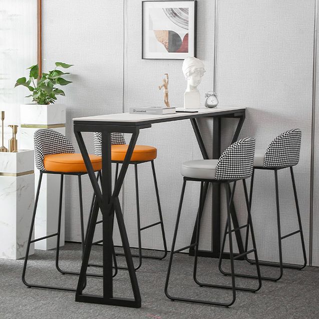 Modern Bar Dining Table Rectangle Bar Height Table with Double Pedestal in Black Clearhalo 'Bar Furniture' 'Bar Tables' 'bar_tables' 'furn' 'furn_bar_tables' 'Furniture' 'furniture_bar_tables' 'Kitchen & Dining Furniture' 1200x1200_e61682b0-c078-4737-a97a-523ec2ec9068