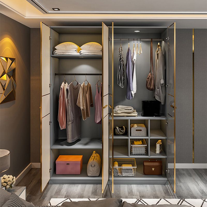 Asta di stoffa di guardaroba in legno moderno compreso l'armadio del guardaroba con morbida porta