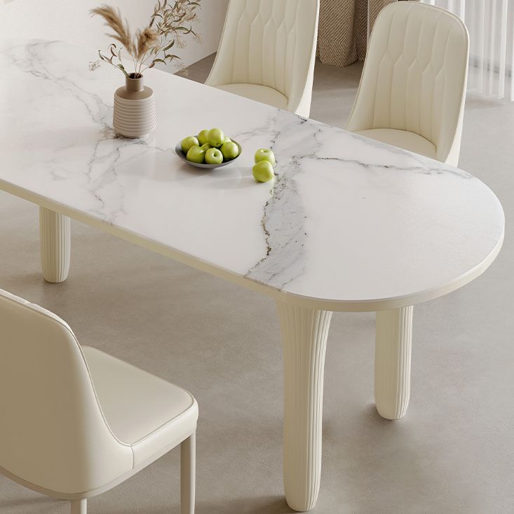 Modern Oval Stone Top Dining Table with Wood Legs for Living Room Clearhalo 'Dining Tables & Seating' 'Dining Tables' 'dining_table' 'furn' 'furn_dining_table' 'Furniture' 'Kitchen & Dining Furniture' 1200x1200_e616ecc6-e0ee-4bfe-81f6-8eb17bde72b1