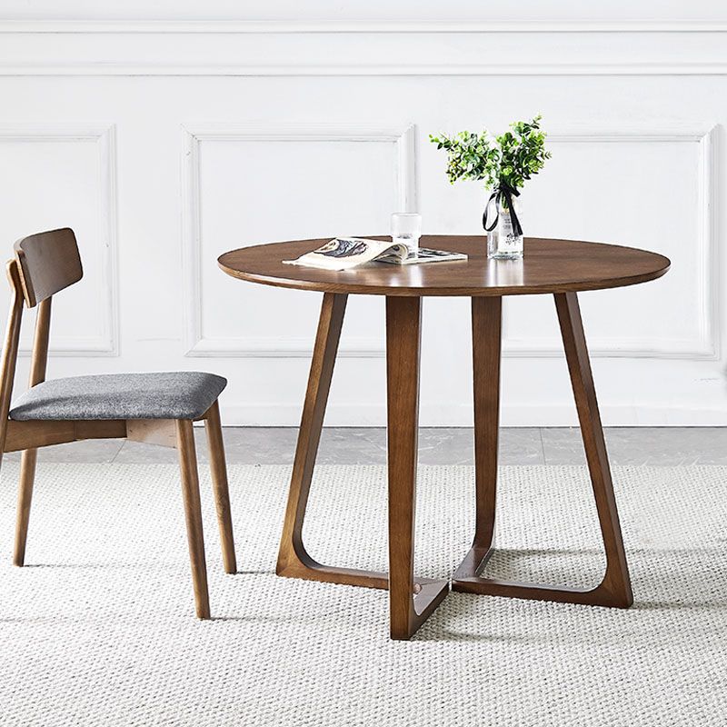 Simple Walnut Ash Dining Table Double Solid Wood Pedestal Home Table Clearhalo 'Dining Tables & Seating' 'Dining Tables' 'dining_table' 'furn' 'furn_dining_table' 'Furniture' 'furniture_dining_table' 'Kitchen & Dining Furniture' 'kitchen' 'kitchen_dining_table' 1200x1200_e61a586b-9434-4aeb-8d5d-a08f26a99b5f