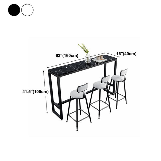 Rectangle Bar Dining Table Modern Bar Dining Table with Trestle Base in Black Clearhalo 'Bar Furniture' 'Bar Tables' 'bar_tables' 'furn' 'furn_bar_tables' 'Furniture' 'furniture_bar_tables' 'Kitchen & Dining Furniture' 1200x1200_e61a60fc-ab35-4a98-8d35-73d4daa69f53