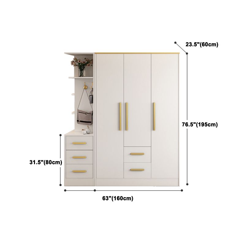White Wardrobe Cabinet Contemporary Engineered Wood Wardrobe Armoire Clearhalo 'Armoires & Wardrobes' 'armoires_wardrobes' 'Bedroom Furniture' 'furn' 'furn_armoires_wardrobes' 'Furniture' 1200x1200_e61a9d10-760f-4770-9376-a36dfb2da0f3