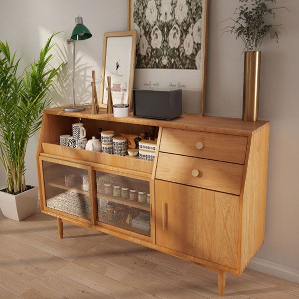 Mesa de buffet de madera sólida glamorosa puertas de vidrio corredizo con 2 puertas