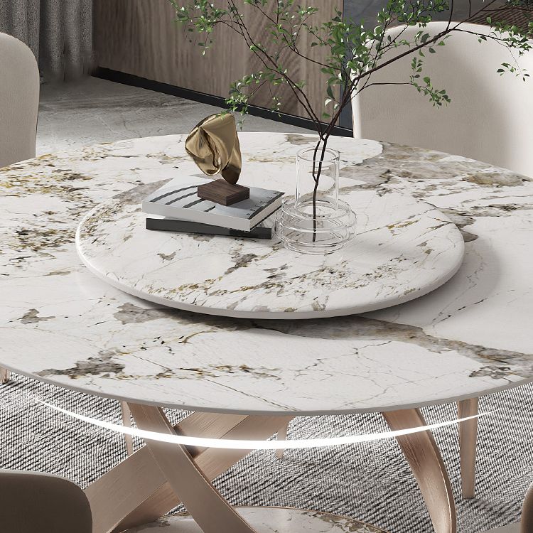 29.52''H Glam Round Dining Table Standard Sintered Stone Dining Table with Pedestal Base Clearhalo ' dining_table' 'Dining Tables & Seating' 'Dining Tables' 'furn' 'furn_dining_table' 'Furniture' 'furniture_dining_table' 'Kitchen & Dining Furniture' 'kitchen&dining_furn' 'kitchen' 'kitchen_dining_table' 1200x1200_e61bb825-6ea1-46b3-bf41-56fbc3405693