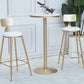 Bartisch aus massivem Holz, Gold- und Metallbasis, Bartisch für Küche, Wohnzimmer, Kaffeezimmer