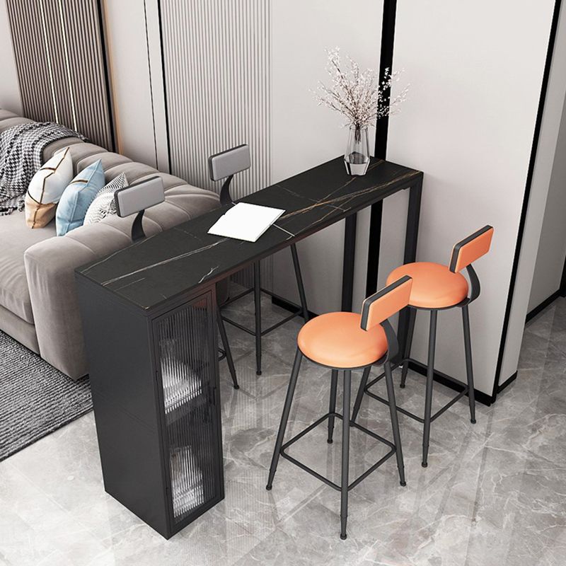 Modern Sintered Stone Bar Table Rectangle Dining Table with Storage Shelves Clearhalo 'Bar Furniture' 'Bar Tables' 'bar_tables' 'furn' 'furn_bar_tables' 'Furniture' 'Kitchen & Dining Furniture' 1200x1200_e61e85e7-3c48-439b-8475-f9a72afe77c3