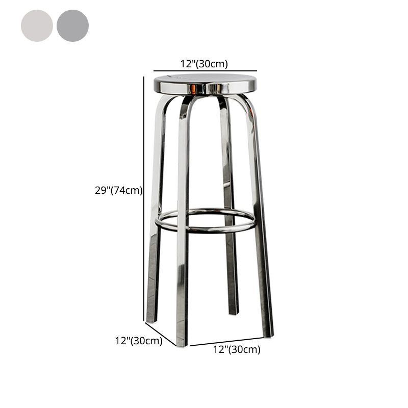 Stainless Steel Backless Glossy Barstool Nordic Brushed Tall Stool, 1 Piece Clearhalo 'Bar Furniture' 'Bar Stools' 'bar_stools' 'furn' 'furn_bar_stools' 'furniture_bar_stools' 'Kitchen & Dining Furniture' 'kitchen&dining_furn' 'kitchen' 'kitchen_furn' Furniture' 1200x1200_e61e93f6-4708-4dee-9b1e-9e1090e44546