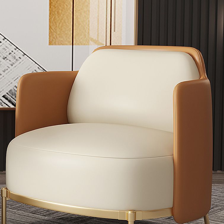 Contemporary Sewn Pillow Back 4 Legs Chair Upholstered Recessed Arms Chair