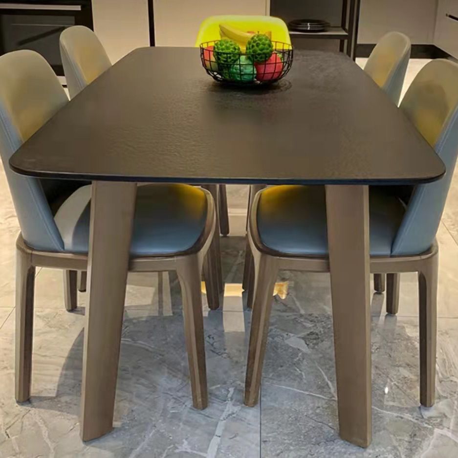 Wooden Frame Contemporary Dinette Table Black Stone Top Dining Table Clearhalo 'Dining Tables & Seating' 'Dining Tables' 'dining_table' 'furn' 'furn_dining_table' 'Furniture' 'Kitchen & Dining Furniture' 1200x1200_e620cc93-0f6a-4313-89d3-3bb89affc7ba