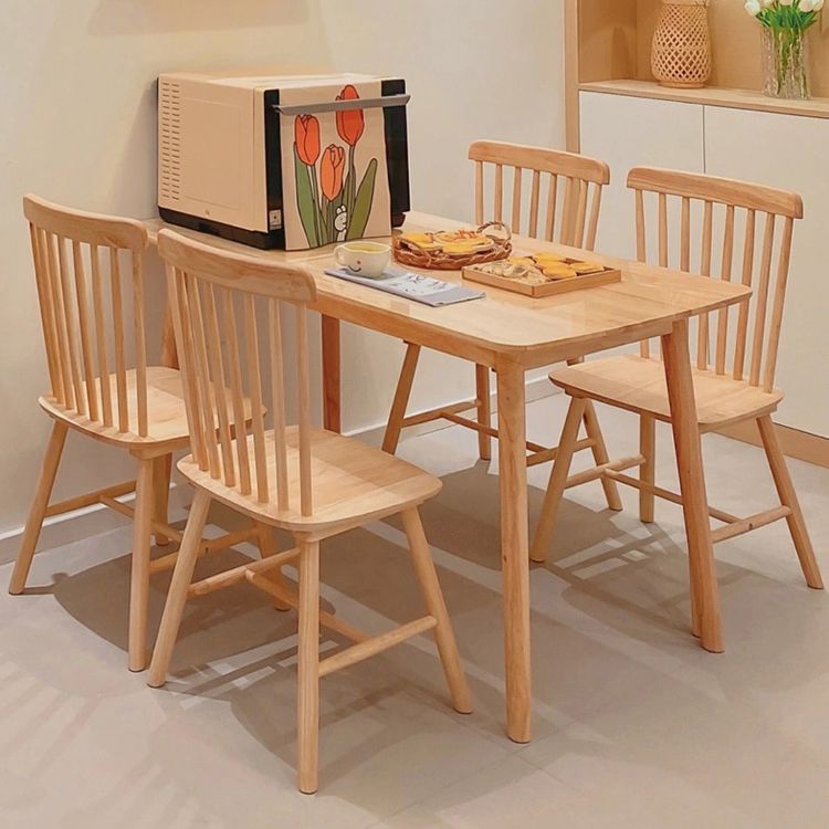 Wooden Table Set of 5/7 with Rectangle Table Modern Dining Set with Winsor Chairs for Restaurant Clearhalo 'Dining Room Sets' 'Dining Tables & Seating' 'dining_room_set' 'furn' 'furn_dining_room_set' 'Furniture' 'furniture_dining_room_set' 'Kitchen & Dining Furniture' 'kitchen&dining_furn' 'kitchen' 1200x1200_e6227193-39bc-43be-b1e8-5d4ba87fabfb