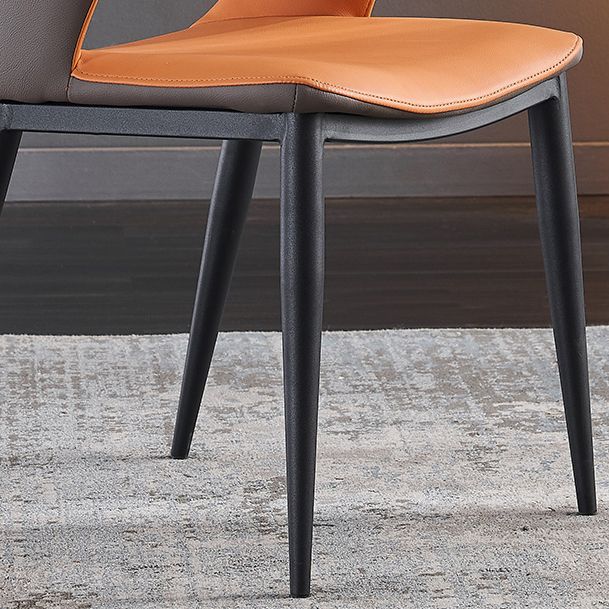 Sillas de comedor de cuero de falso sillón de brazo trasero de estilo moderno para comedor