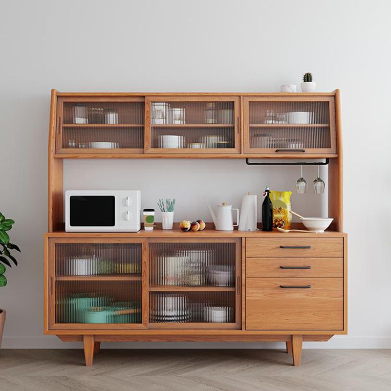 Porte di vetro contemporanea pranzo Hutch Pine Hutch a buffet