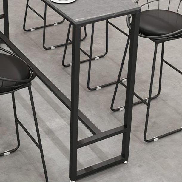 Stone Bar Dining Table Industrial Rectangle Bar Table with Black Base Clearhalo 'Bar Furniture' 'Bar Tables' 'bar_tables' 'furn' 'furn_bar_tables' 'Furniture' 'furniture_bar_tables' 'Kitchen & Dining Furniture' 1200x1200_e6232ad6-126b-4937-8b51-6ecd4c0f82be