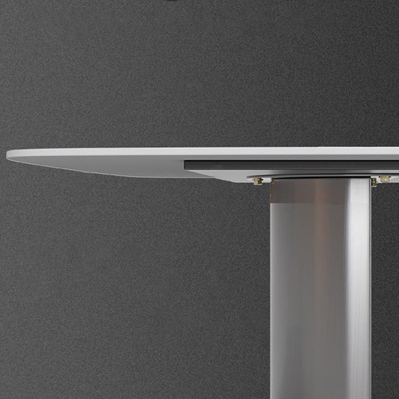 Tavolo da pranzo in pietra sinterizzato tavolo da doppio piedistallo in acciaio inossidabile moderno