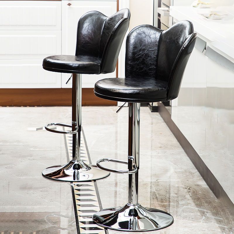 Adjustable Height Upholstered Counter Stools Scandinavian Bar Stools with Chrome Base Clearhalo 'Bar Furniture' 'Bar Stools' 'bar_stools' 'furniture_bar_stools' 'Kitchen & Dining Furniture' 'kitchen&dining_furn' 'kitchen' 'kitchen_furn' Furniture' 1200x1200_e625df19-4497-438e-963c-8590ccc2237c