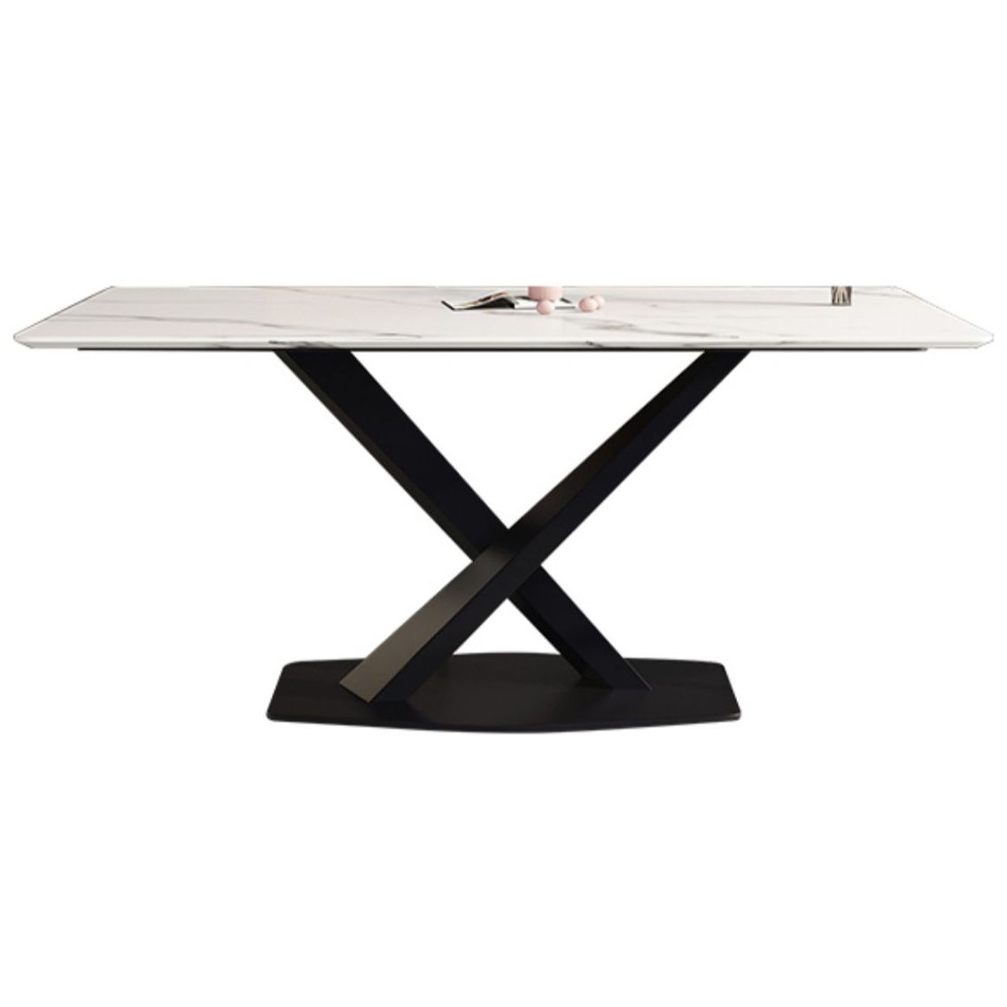 Modern Style Dining Table Rectangle Sintered Stone Dining Table with Black Frame for Home Use Clearhalo ' dining_table' 'Dining Tables & Seating' 'Dining Tables' 'furn' 'furn_dining_table' 'Furniture' 'furniture_dining_table' 'Kitchen & Dining Furniture' 'kitchen&dining_furn' 'kitchen' 'kitchen_dining_table' 1200x1200_e6284945-0b2f-4115-a81f-eaf18fbb991a