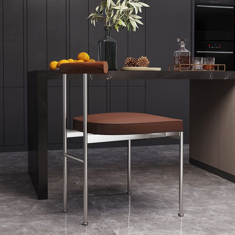 Glam Style Faux Leather Dining Chair Open Back Dining Side Chair for Home Clearhalo 'Dining Chairs' 'Dining Tables & Seating' 'dining_chair' 'furn' 'furn_dining_chair' 'Furniture' 'furniture_dining_chair' 'Kitchen & Dining Furniture' 1200x1200_e6297df2-f96b-4394-ad91-623f1c81e885