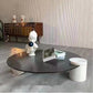 Moderne stijl Slate & Glass Round salontafel met witte basis en zwart/witte top