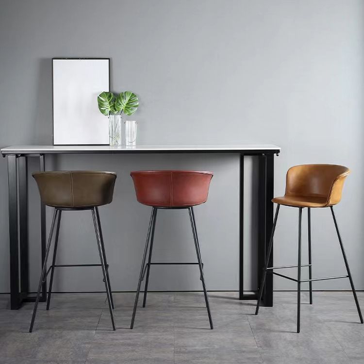 Indoor Leather Bar & Counter Stool Industrial Footrest Low Back Bucket Counter Chair Clearhalo 'Bar Furniture' 'Bar Stools' 'bar_stools' 'furn' 'furn_bar_stools' 'Furniture' 'Kitchen & Dining Furniture' 1200x1200_e62d701c-67fe-4edb-a3e0-80807f8770d8