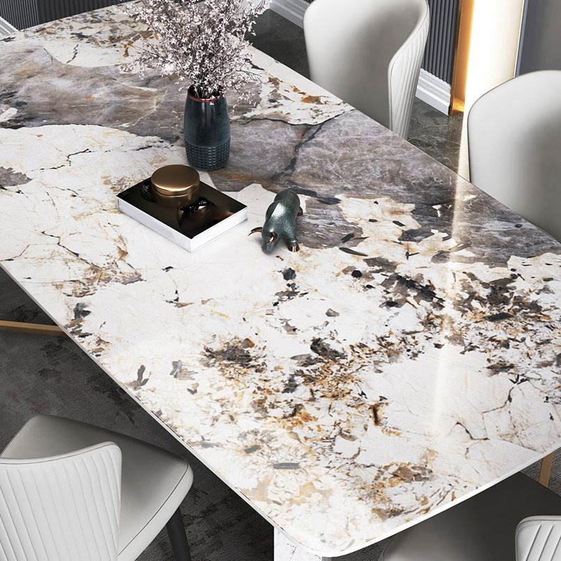 Traditional Luxury Dining Table Rectangle Sintered Stone Dining Table with Gold Frame for Home Clearhalo ' dining_table' 'Dining Tables & Seating' 'Dining Tables' 'furn' 'furn_dining_table' 'Furniture' 'furniture_dining_table' 'Kitchen & Dining Furniture' 'kitchen&dining_furn' 'kitchen' 'kitchen_dining_table' 1200x1200_e62deb5f-3915-4085-af3b-6241daebabc0