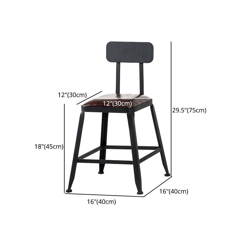 Industrial Armless Backrest Counter Stool Iron Cafe Bar Stool with Leather Cushion Clearhalo 'Bar Furniture' 'Bar Stools' 'bar_stools' 'furn' 'furn_bar_stools' 'Furniture' 'furniture_bar_stools' 'Kitchen & Dining Furniture' 1200x1200_e62e898c-d851-4db2-9a2d-8daa50a389a2