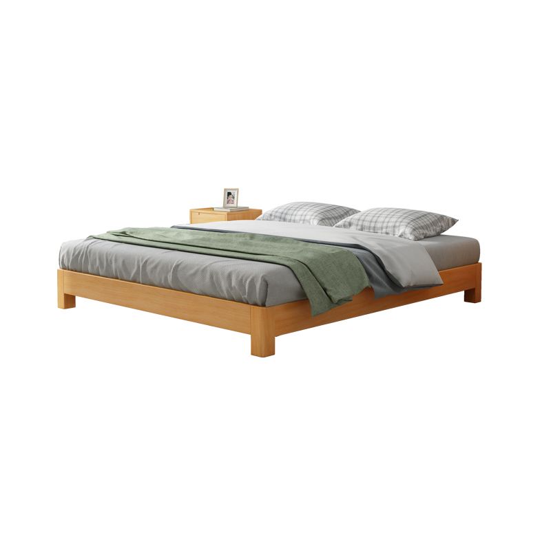 Modern natuurlijk houten paneelbed minimalistisch laag profiel rechthoekig bed