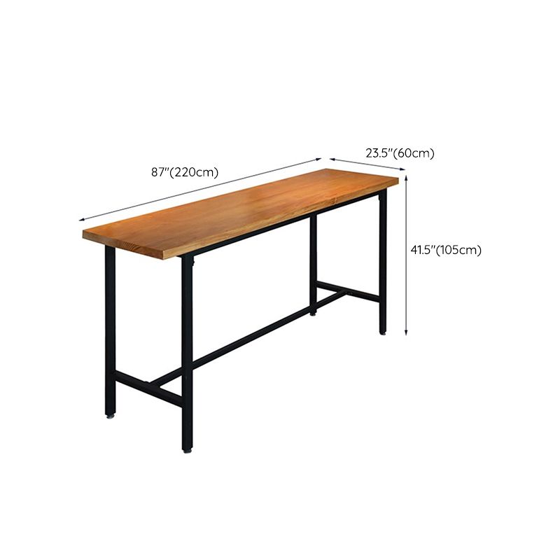 Mesa de bar con caballete rectangular para interiores industriales en metal y madera