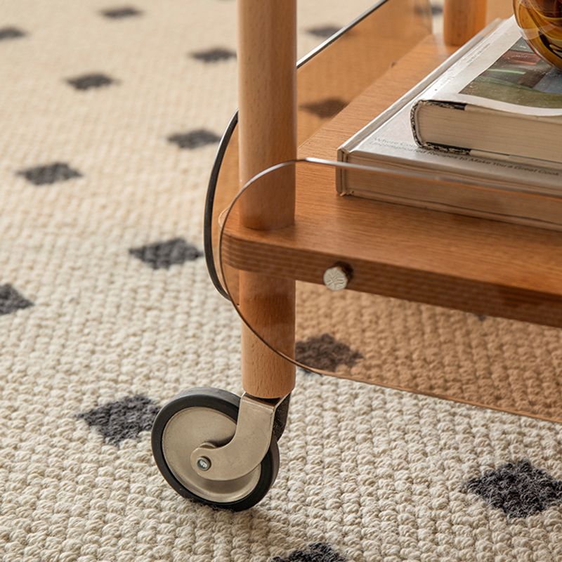 Rectangular Solid Wood End Table with Casters 28.7" Tall 2-Tier Side Table in Brown Clearhalo 'Coffee & Accent Tables' 'End & Side Tables' 'end_side_tables' 'furn' 'furn_end_side_tables' 'Furniture' 'Living Room Furniture' 1200x1200_e630c92d-3451-48ef-990e-003a2f856f3c