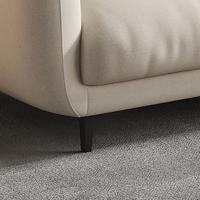 Scandinavian Sofa with Square Arms and Beige Loose Back in Solid Wood